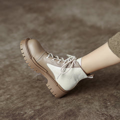 Heidi Nude and Beige Patchwork Boots Newgew