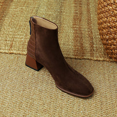 Heidy Patchwork Ankle Booties with Heels Newgew