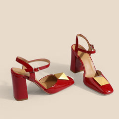 Caitlin High Chunky Heel Ankle Strap Pumps Newgew