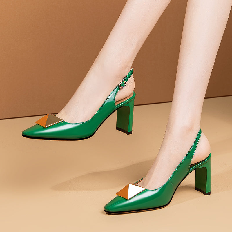 Divinity One Stud Slingback Heels NEW GEW