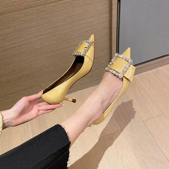 Gitty Yellow Kitten Heels Newgew