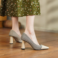 Dixie Vintage Plaid Slip on Heels NEW GEW