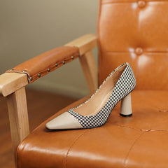 Dixie Vintage Plaid Slip on Heels NEW GEW