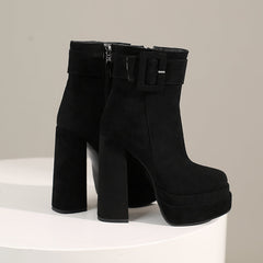 Greer Black Suede Platform Boots Newgew