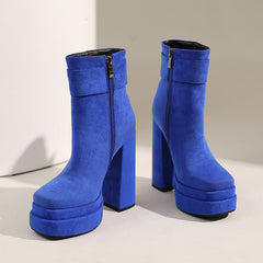 Greer Blue Platform Boots Newgew