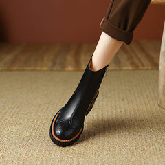 Hanan Block Heel Black Brogue Boots Newgew