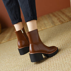 Hanan Platform Brown Brogue Boots Newgew