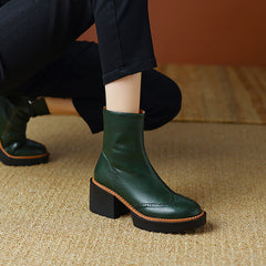 Hanan Emerald Green Leather Brogue Boots Newgew