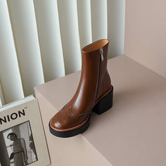 Hanan Platform Brown Brogue Boots Newgew