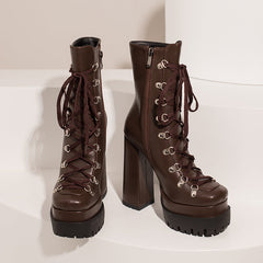 Fay Brown Platform Lace up boots Newgew