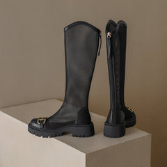 Ember Black Womens Mesh Knee High Boots NEW GEW