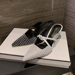 Glory White Kitten Heel Mules Newgew