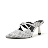 Glory White Kitten Heel Mules Newgew