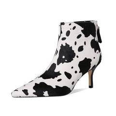 Navya Kitten Heel Cow Printed Boots Newgew
