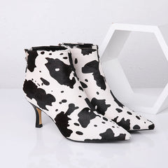 Navya Kitten Heel Cow Printed Boots Newgew