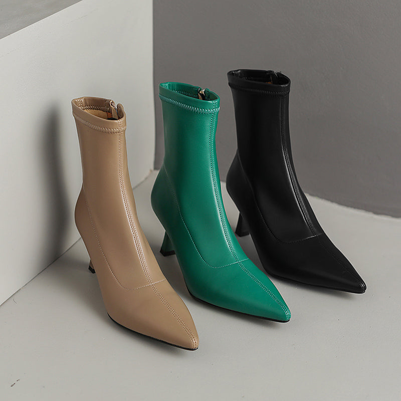 Mavis Kitten Heel Pointed Toe Ankle Boots newgew