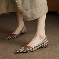Ira Brown Pointed Toe Plaid Flats with Bows Newgew