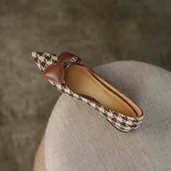 Ira Brown Pointed Toe Plaid Flats with Bows Newgew
