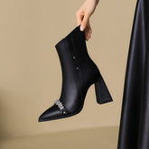 Noor Black Ankle Boots with Diamonds Newgew