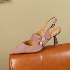 Faiga Pink Slingback Pearl Heels NEW GEW