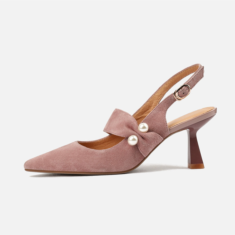 Faiga Pink Slingback Pearl Heels NEW GEW