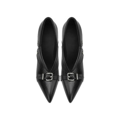 Molly Luxury Buckle Strap Heels Black newgew