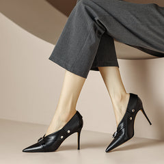 Molly Luxury Buckle Strap Heels Black newgew