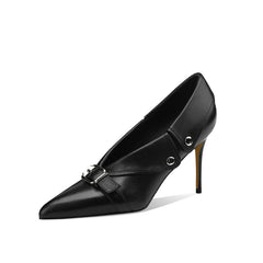 Molly Luxury Buckle Strap Heels Black newgew
