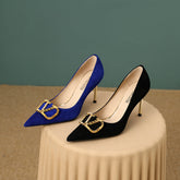 Margot Suede Black and Gold Heels newgew