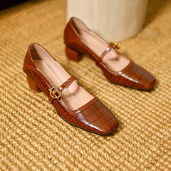 Hazley Print Genuine Leather Novelty Heel handmade MaryJanes Newgew