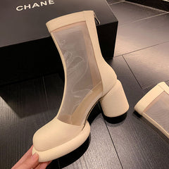 Dawson Chunky Heel Mesh Summer Ankle Boots NEW GEW