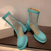 Dawson Chunky Heel Mesh Summer Ankle Boots NEW GEW