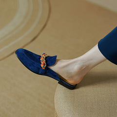 Emi Navy Flat Mules NEW GEW