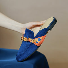 Emi Navy Flat Mules NEW GEW