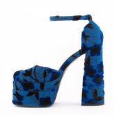 Foster Velvet Blue Platform Heels Newgew