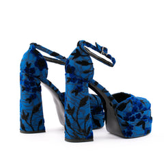 Foster Velvet Blue Platform Heels Newgew