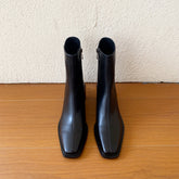 Helen Black Square Toe Ankle Boots Newgew