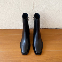 Helen Black Square Toe Ankle Boots Newgew