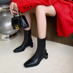 Helen Black Square Toe Ankle Boots Newgew