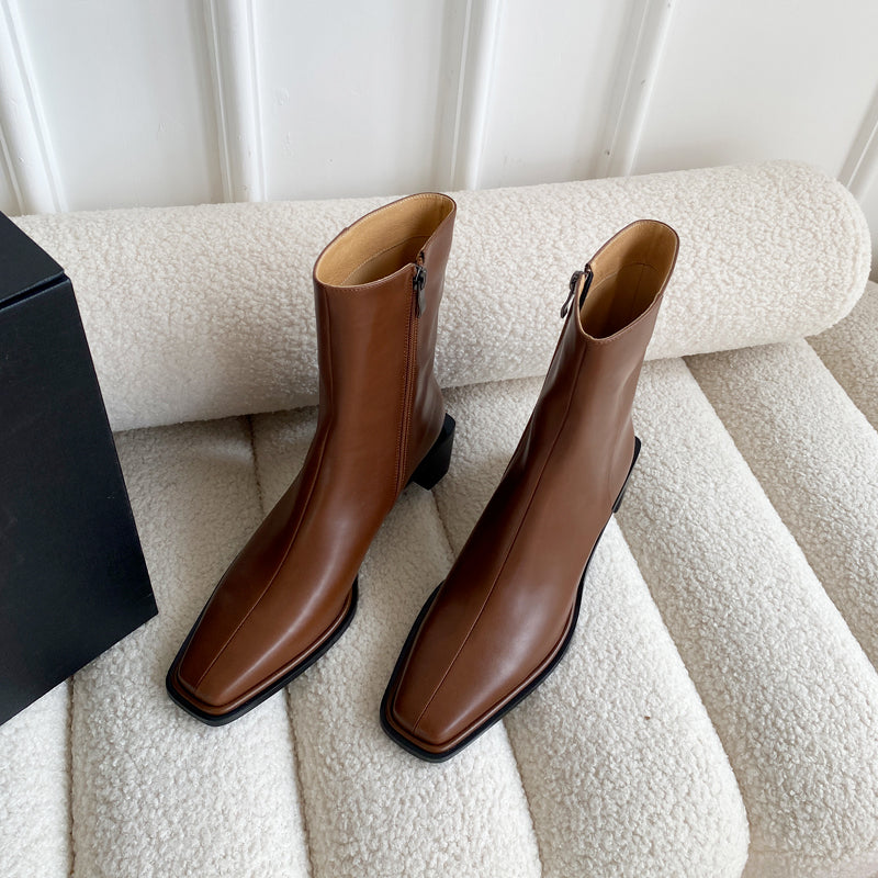 Helen Brown Square Toe Ankle Boots Newgew