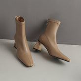 Mina Square Toe Sock Ankle Boots with Heels newgew