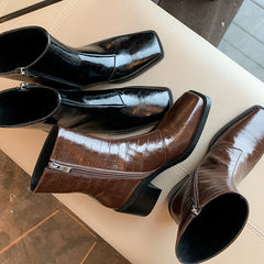 Eyad Brown Crocodile Leather Sock Boots NEW GEW