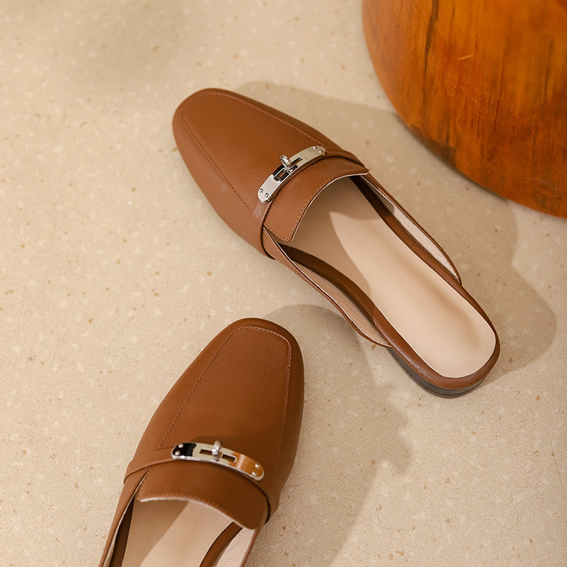 Erin Brown Flat Mules NEW GEW