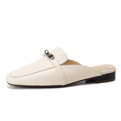 Erin White Flat Mules NEW GEW