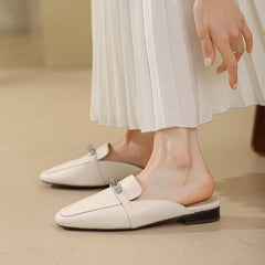 Erin White Flat Mules NEW GEW