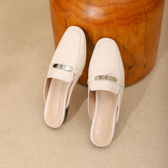 Erin White Flat Mules NEW GEW