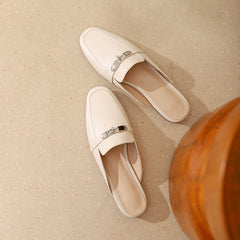 Erin White Flat Mules NEW GEW