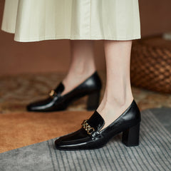 Ida Black Heel Loafers Newgew