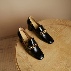 Ida Black Heel Loafers Newgew