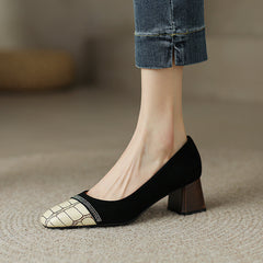 Faye Embellished Square Toe Heels Black Newgew